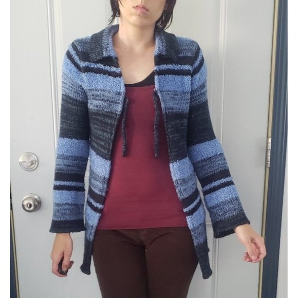 Y2K‎ Mary Kate and Ashley Blue Striped Cardigan - Picture 1 of 4